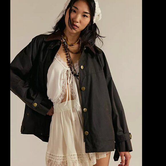 Free People We The Free Cori Waxed Jacket Olive Sz XS - Picture 9 of 10
